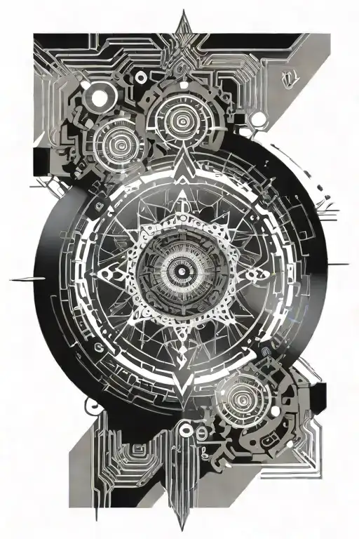 Gray And Black Mandala With Eyes