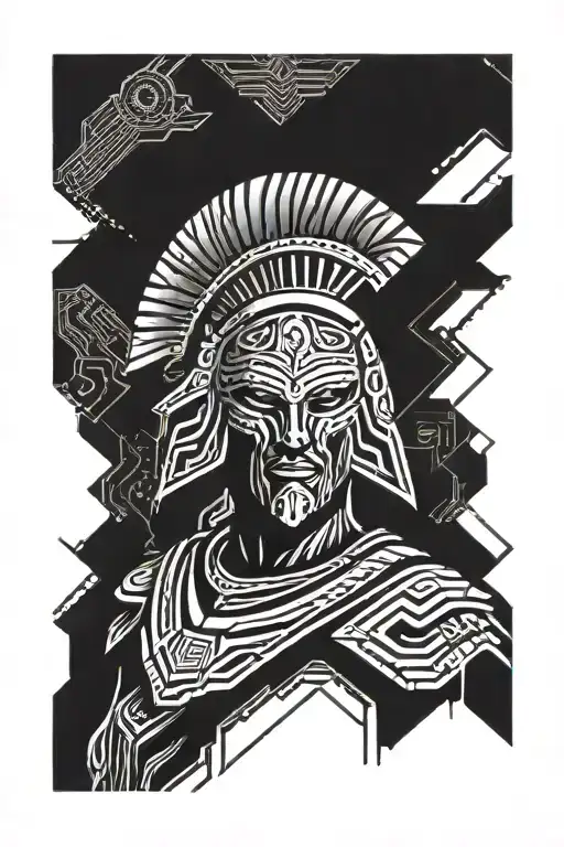 Spartan Warrior With His Face