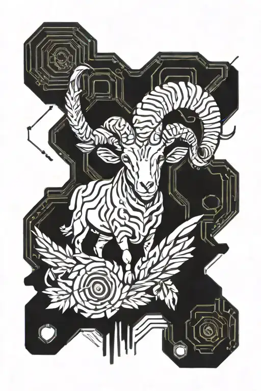 Ram With Oak Tree Growing