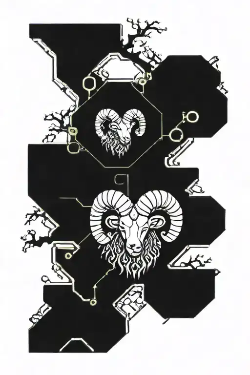 Ram With Oak Tree Growing