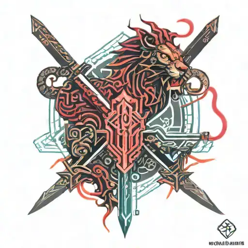 Sword Chinnese Red Lion