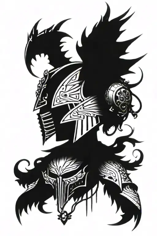 Warhammer 40K Night Lords Ornate Power Armour Helmet With Bat Wings Coiled With Vines And Roses