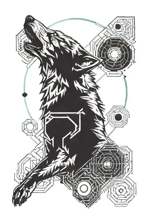 Wolf With Howling The Moon