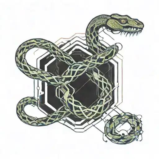 Chemical Structure Of Serotonin Molecule With A Oroboros Snake Wrapping Around It