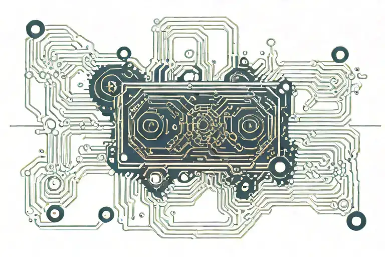 Lines And Circles In Circuit Board Design Coming From A Single Horizontal Line