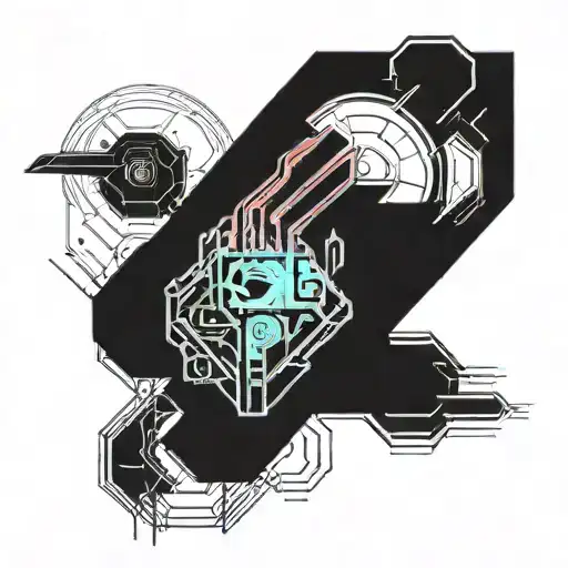 Sketch Of Tattoo On The Forearm - Cyberpunk Abstraction With Contour