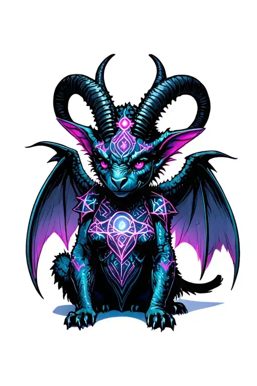 Baphomet Cute Baby Gargoyle Warrior With Her