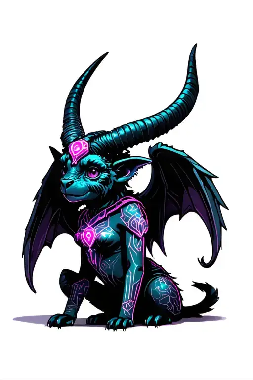 Baphomet Cute Baby Gargoyle Warrior With Her