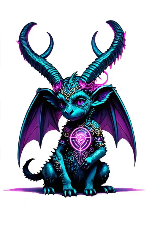 Baphomet Cute Baby Gargoyle Warrior With Her