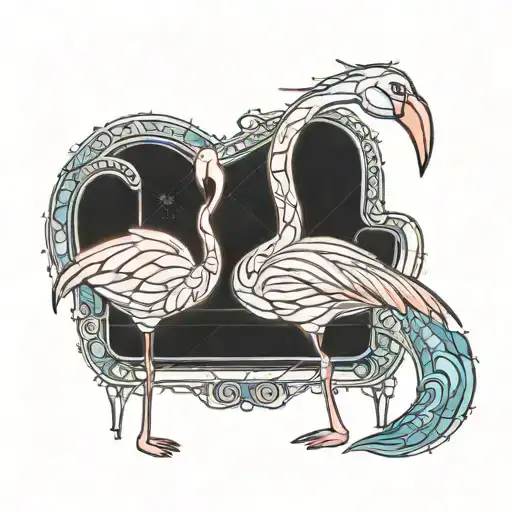 A Flamingo Playing Video Games On A Beanbag