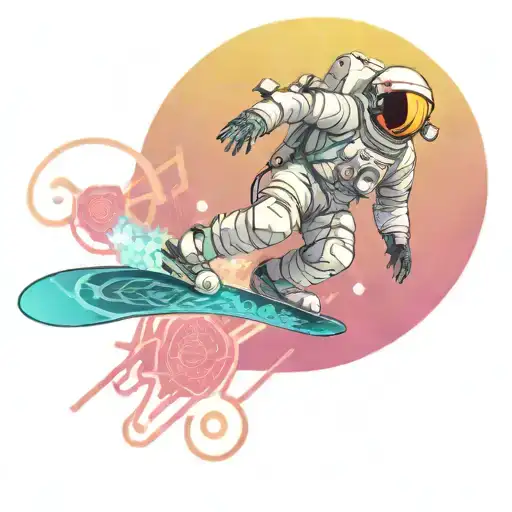 Astronaut Snowboarding Through Space