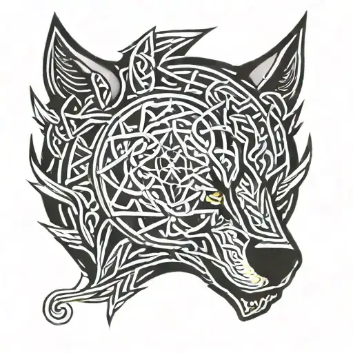 Celtic Knots In The Shape Of A Wolf Head