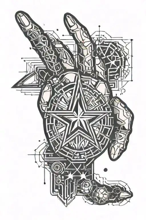 Masculine Finger Tattoo With A Star In It