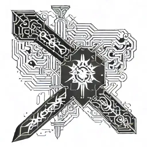 A Sword With The Handle In The Middle