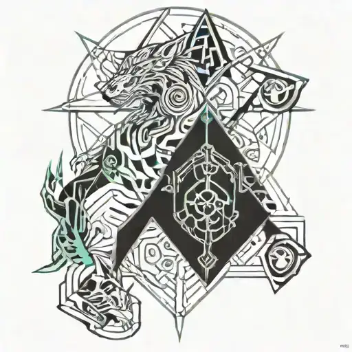 Vi From Arcane Tipe Tatoo Design But With Skoll And Hati From Norse Mythology Instead Of The Seam