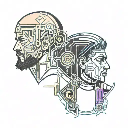 Old School Tattoo Of Two Male Best Friends