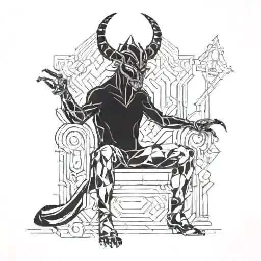Scary Devil Sitting On Throne