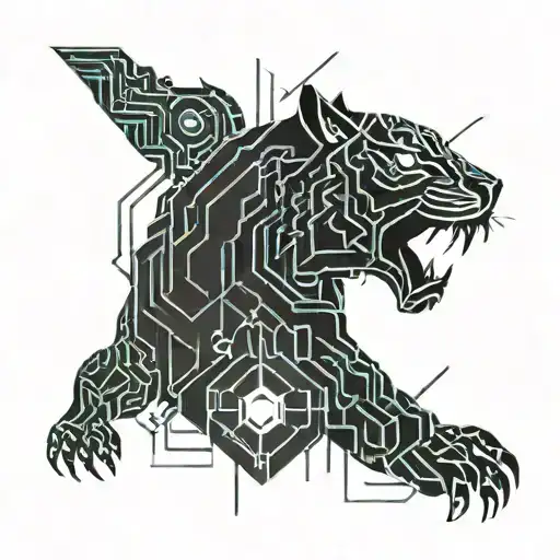 Zodiac Sign Cancer Combined With Minimalistic Tiger