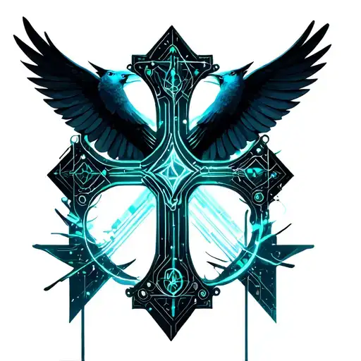 Irish Cross With Swallow Bird