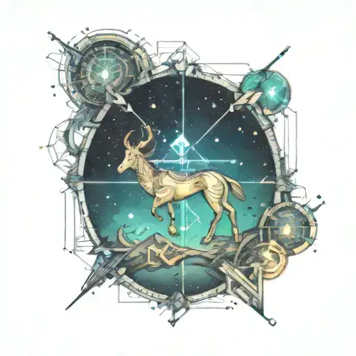 Starry Sky With Constellation Sagittarius And Constellation Aries