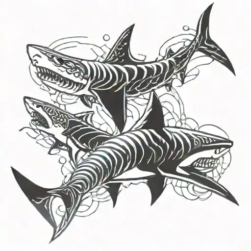 Sharks Swimming With Fish