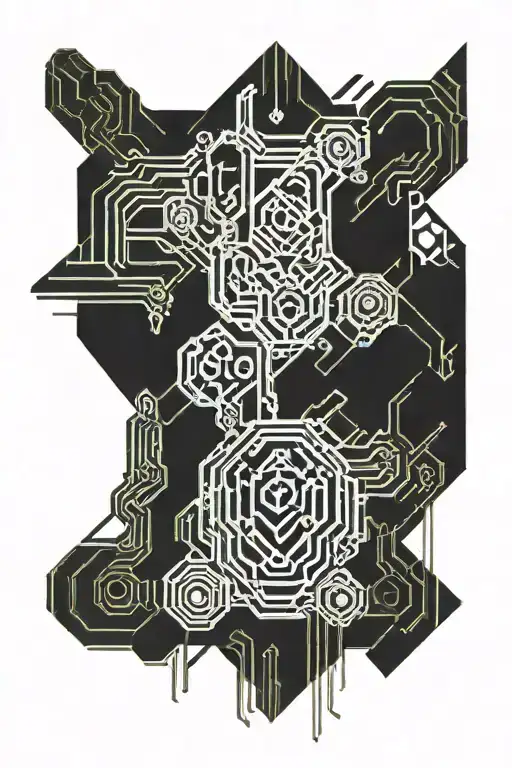 Cyberpunk Inspired Tattoo Featuring Eldrich Themes