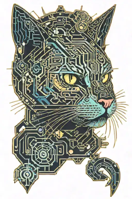 Cat With An It Background Coloured
