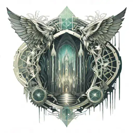 Cathedral Scene With Cherub Angels