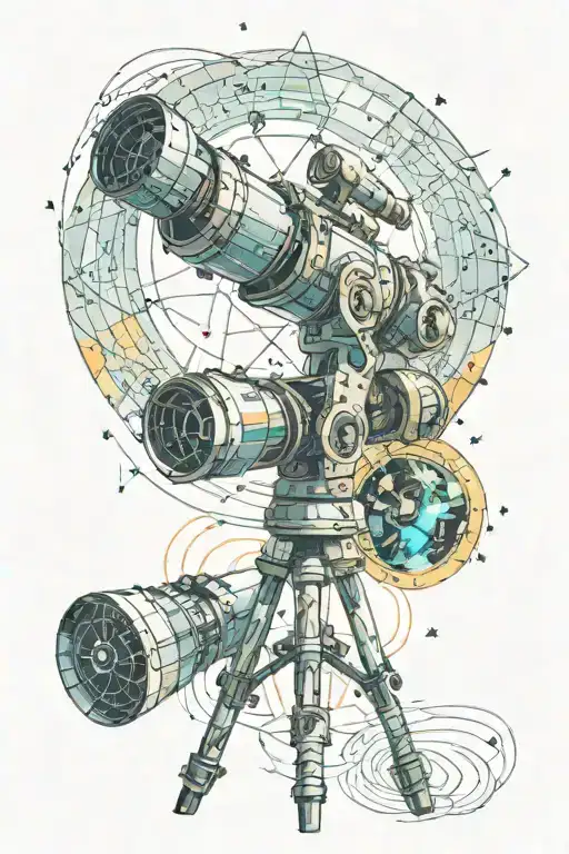 A Telescope Surrounded By Swirling Watercolor Stars