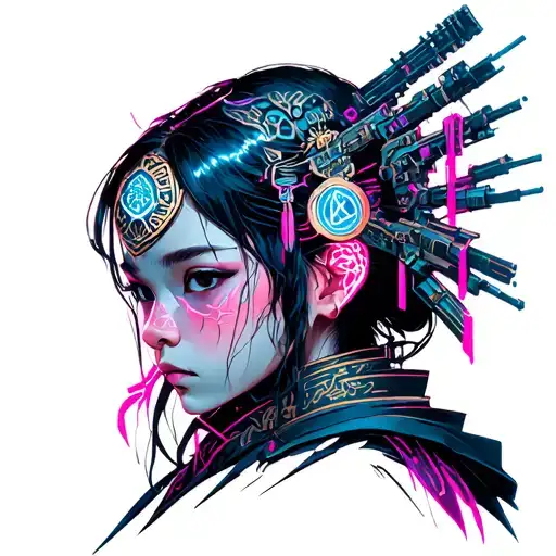 Cyberpunk Style Samurai Girl