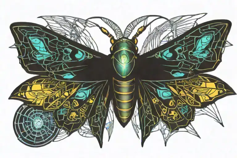 Moth Resting And Leaves Intertwined