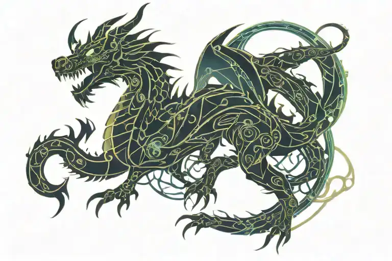 Japanese Aggresive Dragon Curled