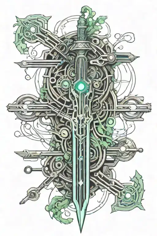 Mechanical Sword Sorrounded By Vines