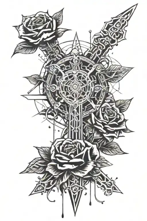 Swords Crossed With A Rose Made