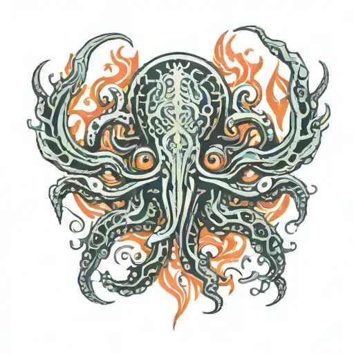 An Abstract Design Combining Tentacruel With Flames