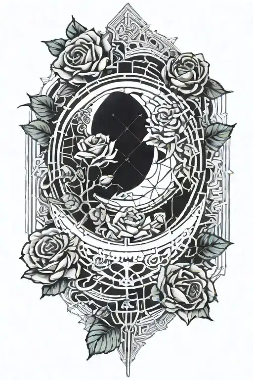 Moon And Roses Intertwined