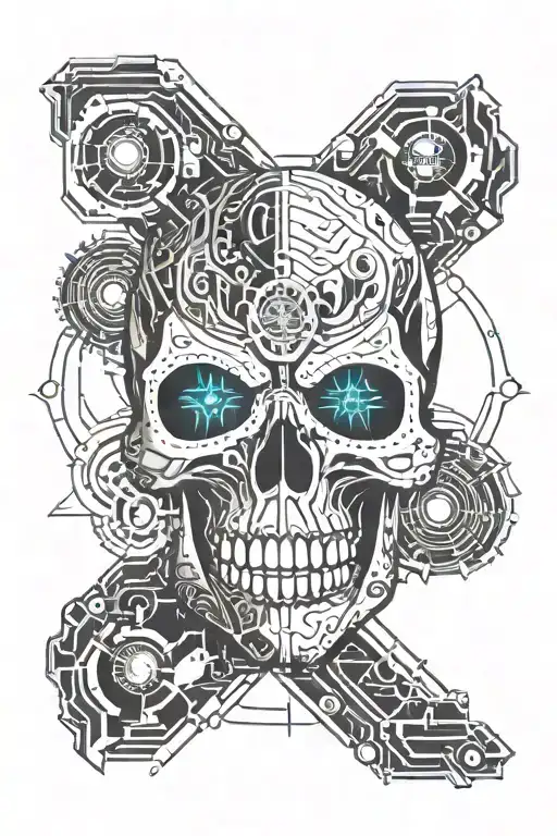 Skull Guns Cross Libra Zodiac Sign