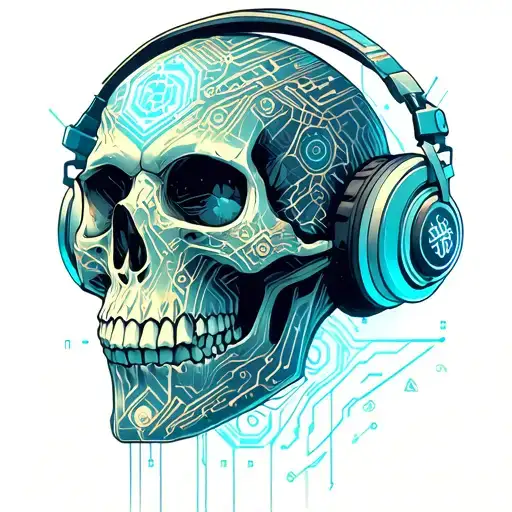 Skull With Head Phones