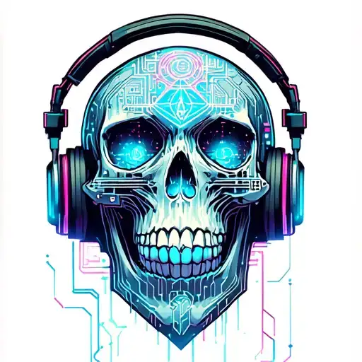 Skull With Head Phones