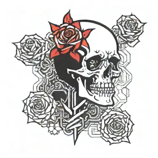 Cyberpunk Skeleton Red Rose