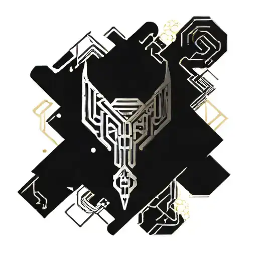 Neo-runic Space Viking Geometry For Neck And Shoulder