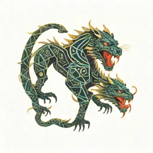 Tigre Banco Con Dragon Uroboros Snake