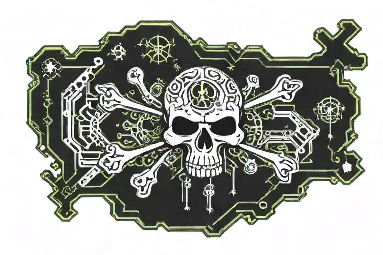 Goth Symmetrical Skull And Crossbones Tramp Stamp