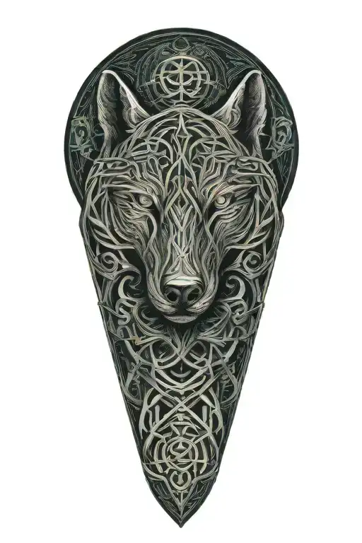 Authentic Celtic Knot With Wolf And Celtic Patterns