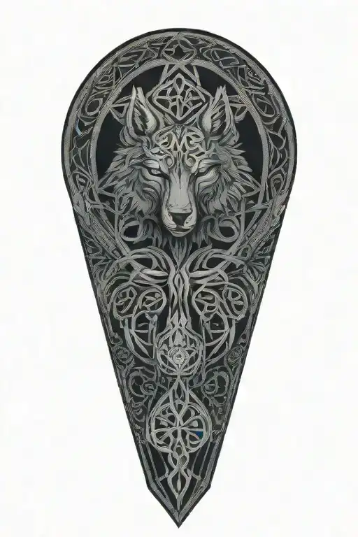 Authentic Celtic Tree Knot With Wolf And Celtic Patterns