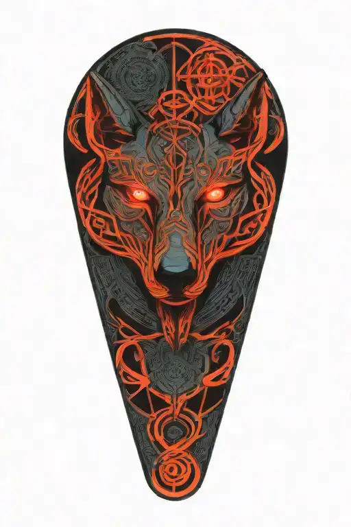 Celtic Dara Knot With Hurt Wolf Intertwined With Celtic Patterns And Raged
