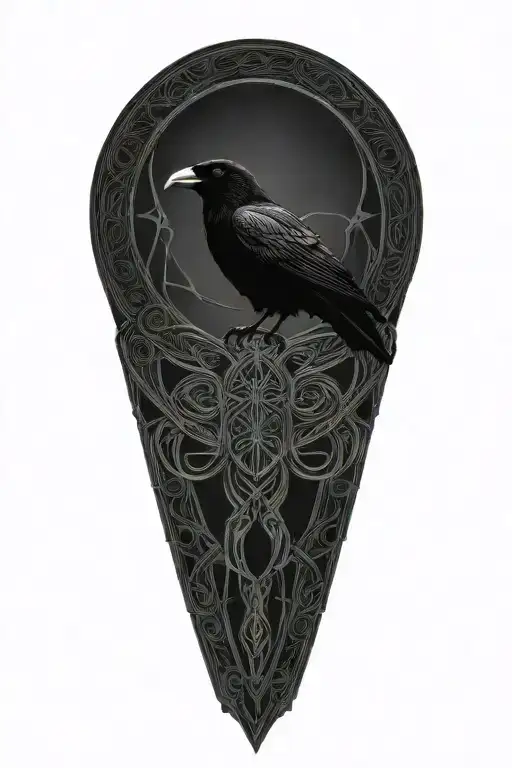Celtic Dara Knot With A Raven Intertwined With Celtic Patterns And A Warrior Astethic