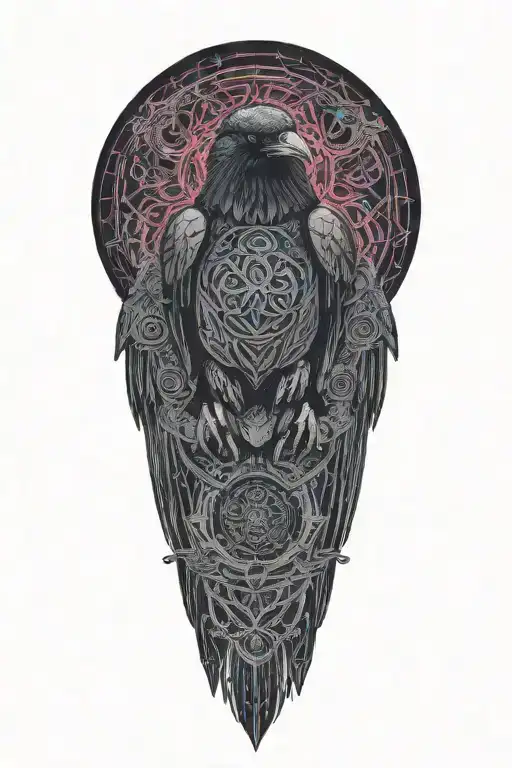 Celtic Raven Intertwined With Celtic Patterns And A Warrior Fighter Style