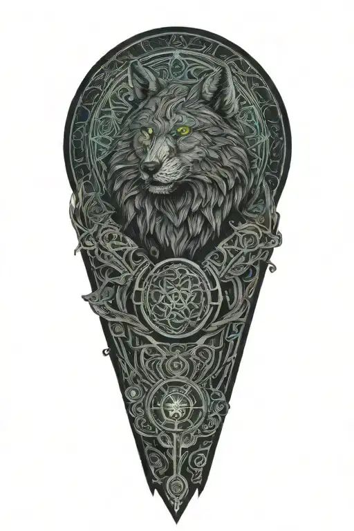 A Celtic Wolf And Celtic Raven Protecting