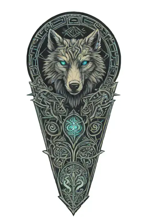 A Celtic Wolf And Celtic Dara Knot Raven